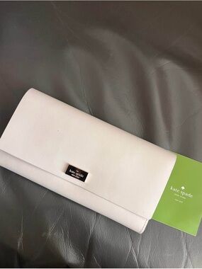 NEW kate spade Pale Pink Leather Fold-Over Clutch/ WALLET